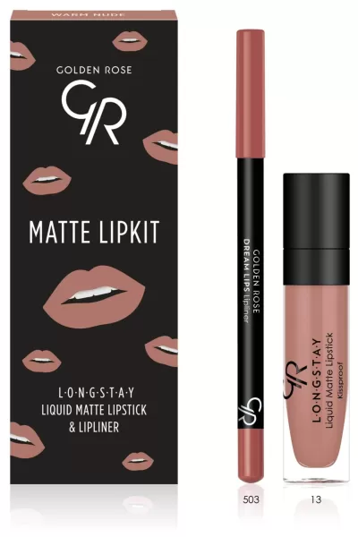 Golden-Rose-گلدن-رز-Warm-Nude-کیت-رژلب-مات-+-خط-لب-