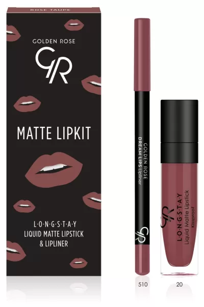 Golden-Rose-گلدن-رز-Rose-Taupe-کیت-رژلب-مات-+-خط-لب-