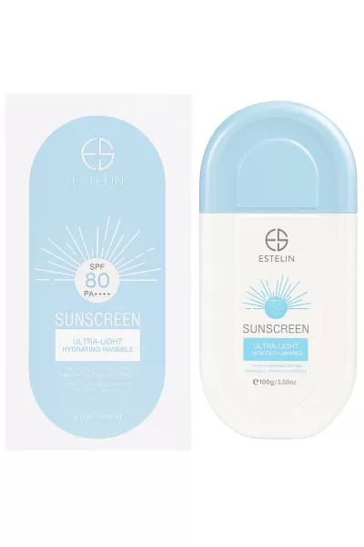 Estelin-استیلن-SPF80-کرم-ضدآفتاب-۱۰۰-میل-هیالورونیک-اسید-فوق-سبک-