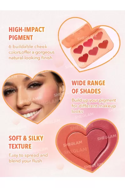  تصویر 6 : Sheglam شیگلم Cottage Core Garden پالت رژگونه کرمی قلبی رنگ  