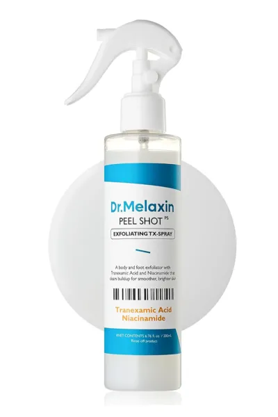 Dr.Melaxin-دکتر-ملاکسین--اسپری-پیل-شات-بدن-ترانگزامیک-اسید-دکتر-ملاکسین-روشن-کننده-و-لایه-بردار-ملایم-