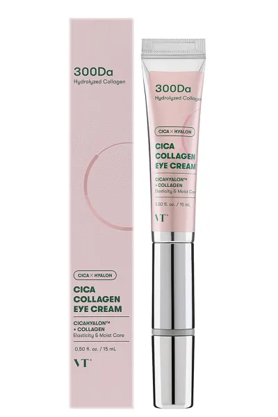 (VT Cosmetics) وی‌تی کازمتیک (VT Cosmetics)  کرم دور چشم ترمیم کننده و ضد چروک ویبره دار سیکا کلاژن 