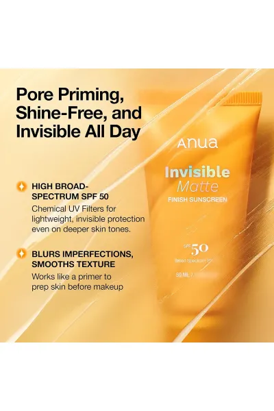  تصویر 2 : ضد آفتاب مات کننده و محو کننده منافذ SPF50+ PA+++ آنوا Anua 
