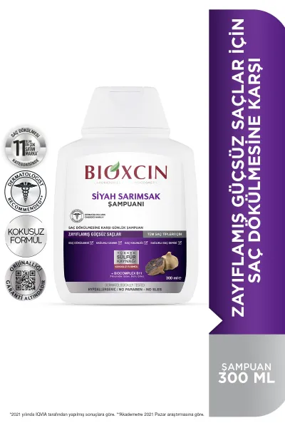 BIOXCIN-بیوکسین--شامپو-بدون-سولفات--سیر-سیاه-ضد-ریزش-مو-
