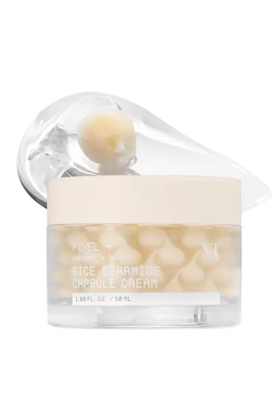 خرید و قیمت کرم کپسولی برنج و سرامید ضد لک روشن کننده قوی و تقویت سد دفاعی پوست VT Cosmetics  وی‌تی کازمتیک اصل