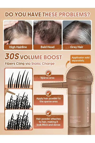  تصویر 2 : Sheglam شیگلم  اسپری فیبر مو سه بعدی پوشاننده ریشه و کم‌پشتی مو رنگ بلوند Blonde  