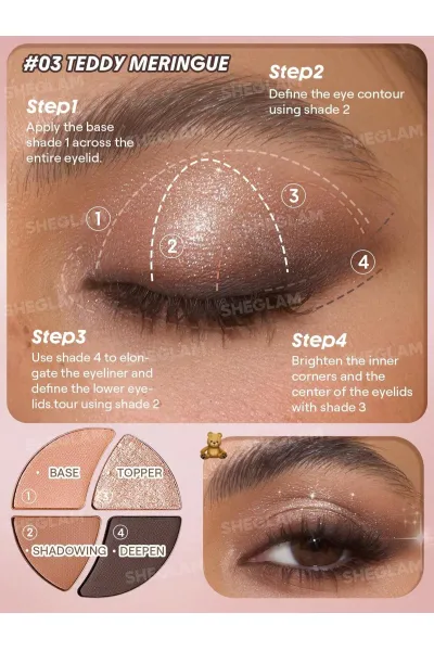 تصویر 2 : Sheglam شیگلم  پالت سایه چشم مینی دی دریمر رنگ Teddy Meringue  