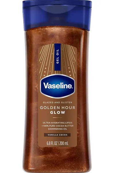 Vaseline وازلین  ژل روغن بدن شاین‌دار و آبرسان گلدن آور با کره کاکائو 