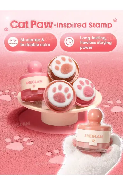  تصویر 4 : رژگونه استامپی طرح پنجه گربه رنگ Berry Flirt شیگلم Sheglam 