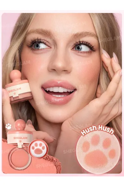  تصویر 2 : رژگونه استامپی طرح پنجه گربه رنگ Hush Hush شیگلم Sheglam 