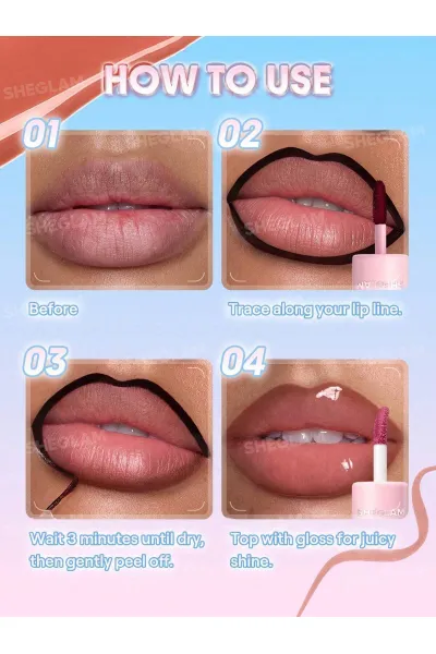  تصویر 4 : تینت لب پیل‌آف و برق لب دو سر رنگ Fig Cookie شیگلم Sheglam 