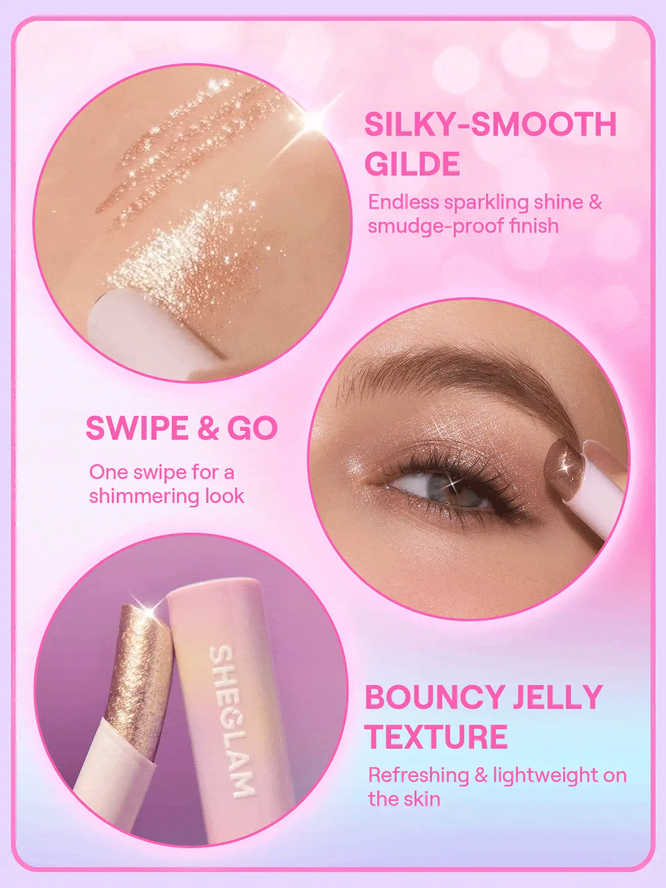  تصویر 3 : سایه استیکی ژله‌ای کریستال رنگ Violet Crush شیگلم Sheglam 