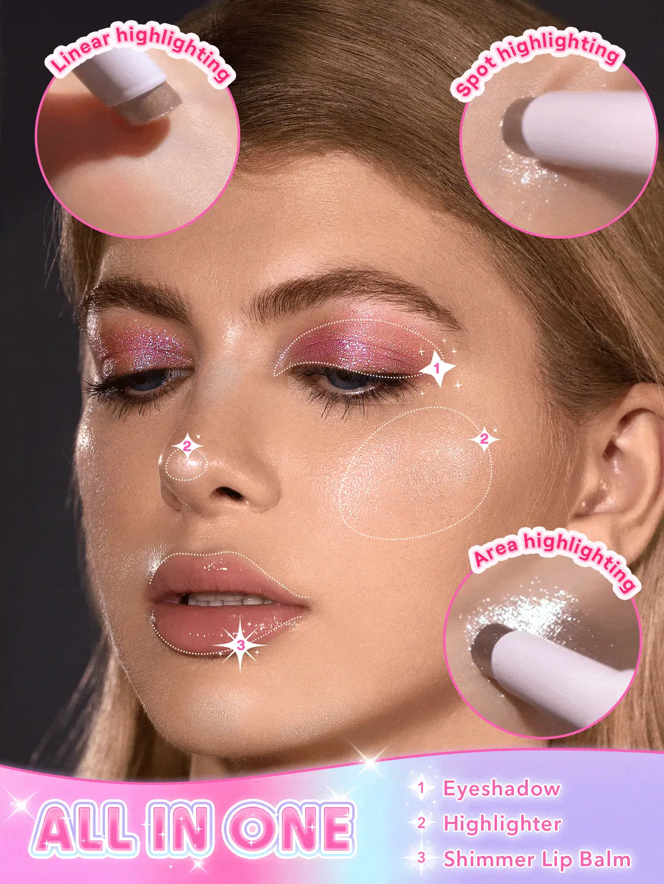  تصویر 3 : سایه استیکی ژله‌ای کریستال رنگ Fuchsia Fun شیگلم Sheglam 