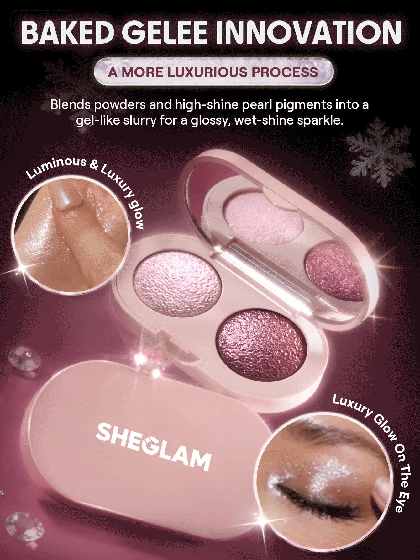  تصویر 2 : سایه چشم دو رنگ پخته شده ژله‌ای براق رنگ Ultraviolet Strobe شیگلم Sheglam 