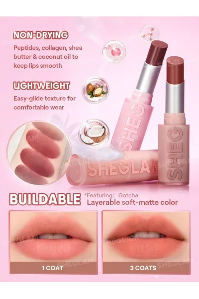  تصویر 3 : رژ لب کوشنی سبک مات و مخملی مدل Lip Veil Cushion رنگ Gotcha شیگلم Sheglam 