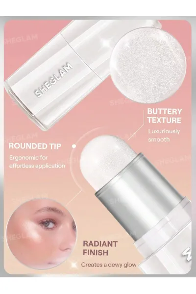 تصویر 2 : هایلایتر استیکی کره‌ای مدل Buttery Bling رنگ رز صورتی Rose Rush شیگلم Sheglam 