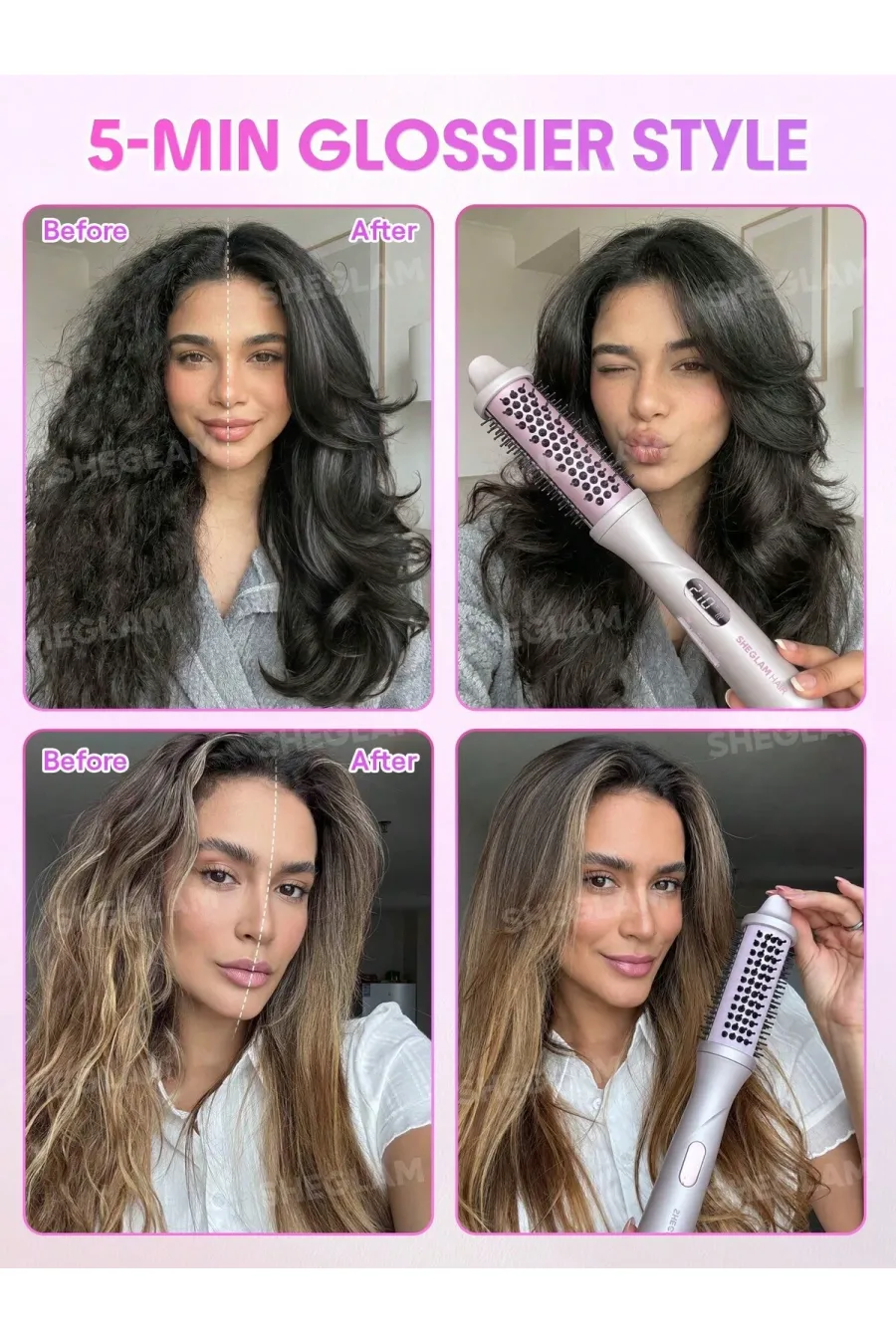 ویژگی‌های برس سشوار بخار حرفه‌ای سایز ۳۸ شیگلم Sheglam