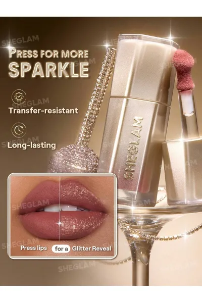  تصویر 3 : رژ لب مایع اکلیلی مدل Stardust Swipe Glitter Liquid Lipstick رنگ موکای شهابی (Mocha Meteor) شیگلم Sheglam 