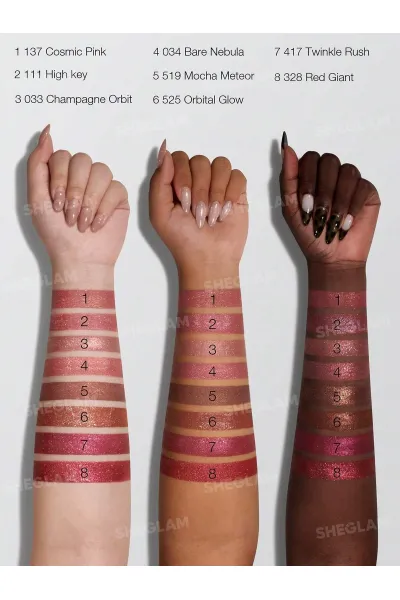  تصویر 6 : رژ لب مایع اکلیلی مدل Stardust Swipe Glitter Liquid Lipstick رنگ موکای شهابی (Mocha Meteor) شیگلم Sheglam 