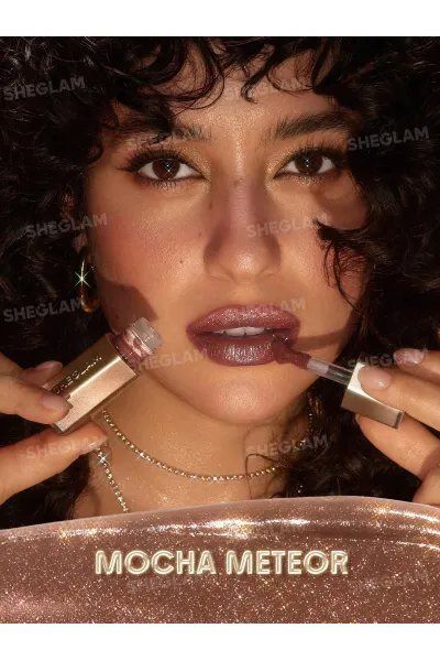  تصویر 7 : رژ لب مایع اکلیلی مدل Stardust Swipe Glitter Liquid Lipstick رنگ موکای شهابی (Mocha Meteor) شیگلم Sheglam 